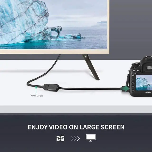 Alt view image 3 of 7 - Mini HDMI to HDMI Cable, Mini-HDMI Male to HDMI Female Adapter, Support 1080P Full HD, 3D, 22CM, Black