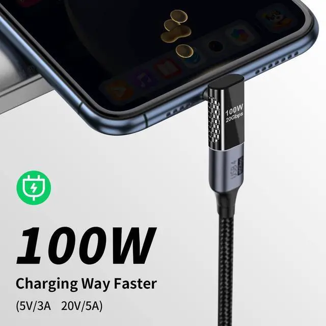 Alt view image 5 of 6 - USB C Right Angle Adapter 20Gbps, 90 Degree USB C Adapter Male to Female Extender Adapter, Zinc Alloy Material Support PD100W Fast Charger for MacBook Pro, Mobile Phone, Tablet (2 Pack)