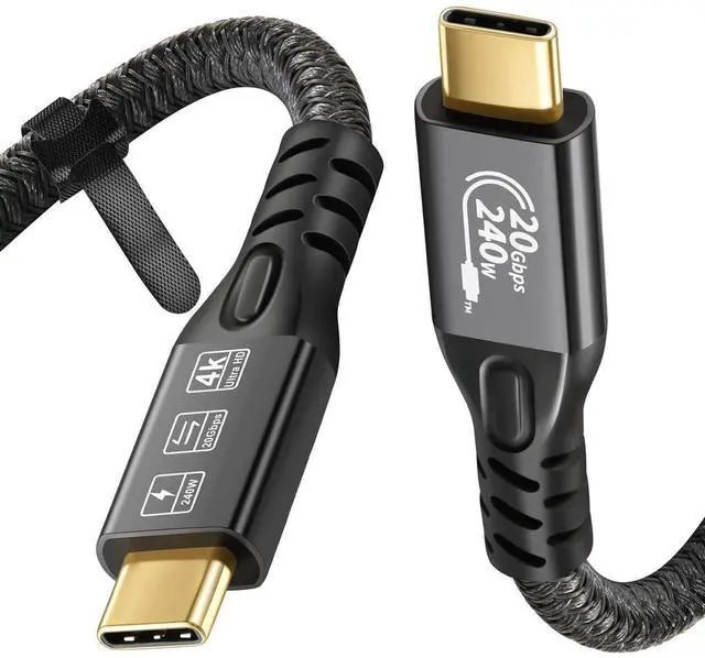 Main image of C Cable 3.2 Gen 2X2 20Gbps, Type C 4K@60Hz UHD Video 5A/240W PD3.1 Fast Charge Cord with E-Marker Compatible with Thunderbolt 3/4 MacBook Pro Samsung Galaxy Pixel Monitor etc 0.5M