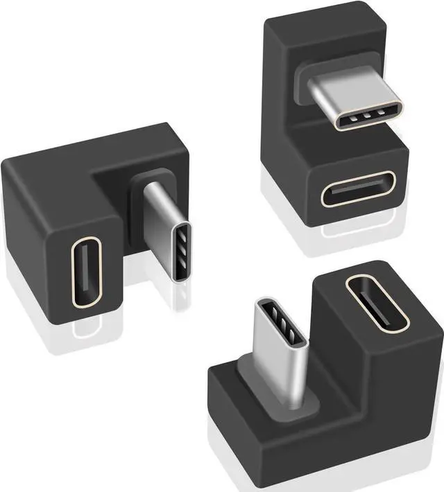 Main image of USB C U Shape Adapter, 3-Pack USB C 180 Degree Adapter, 10Gbps USBC to USBC Extension Adapter with (Type-C 3.1 Gen 2) Data Fast Charging Connector for Mobile Phone, Laptop,Galaxy