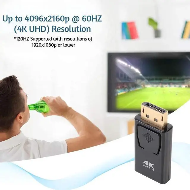 Alt view image 3 of 7 - 4K DP to HDMI Adapter, HDMI Video Converter Displayport to HDMI Cable Male to Female Support 4k 3D 1080P Gold Plated Display Port Monitor to HDMI Cable Compatible for Desktop Laptop, 1-Pack