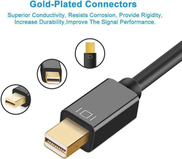 Alt view image 2 of 7 - Mini DisplayPort (Thunderbolt 2) to HDMI Adapter with Support for 4K [Gold Plated] 4K Thunderbolt to HDMI Converter Male to Female Adaptor for MacBook Air, iMac, MacBook Pro,Surface Dock- Black