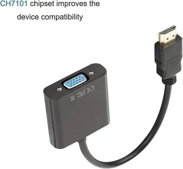 Alt view image 7 of 7 - HDMI to VGA Adapter - 1080p - 1920 x 1080 - Black - HDMI Converter - VGA to HDMI Monitor Adapter