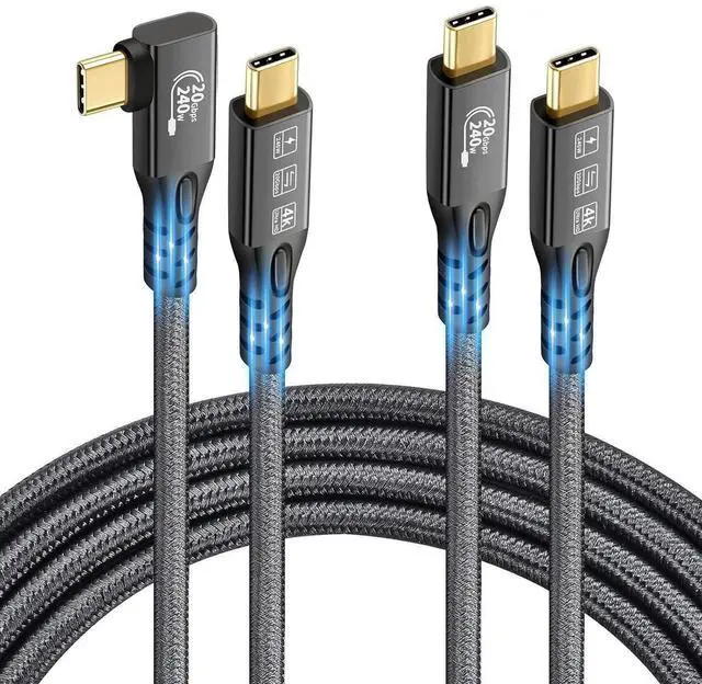 Main image of 2 x USB C 3.2 Gen2 20Gbps, Type C 4K@60Hz UHD Video 5A/240W PD3.1 Fast Charge Cord with E-Marker Compatible with Thunderbolt 3/4 for MacBook Pro (USB3.2 20G 240W 0.5M 2PCS)