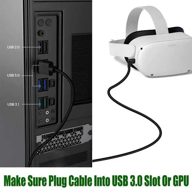 Alt view image 5 of 6 - VR Link Cable,CompatibleWith Oculus Quest 2 Link Cable 16.4ft,USB 3.1 to USB C Cable, for Quest 2/Steam VR Virtual Reality Headset Game Connection PC,16.4ft/5m