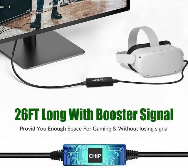 Alt view image 6 of 6 - VR Link Cable,CompatibleWith Oculus Quest 2 Link Cable 16.4ft,USB 3.1 to USB C Cable, for Quest 2/Steam VR Virtual Reality Headset Game Connection PC,16.4ft/5m