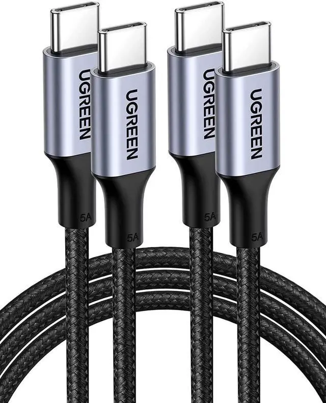 Main image of UGREEN USB C to USB C Cable 100W Fast Charge, [2 Pack 6FT] Type C 5A Power Delivery Charger, Nylon Braided Charging Cord Compatible for MacBook Pro 2021 Dell iPad Pro Samsung Galaxy S21 S20 Note 20