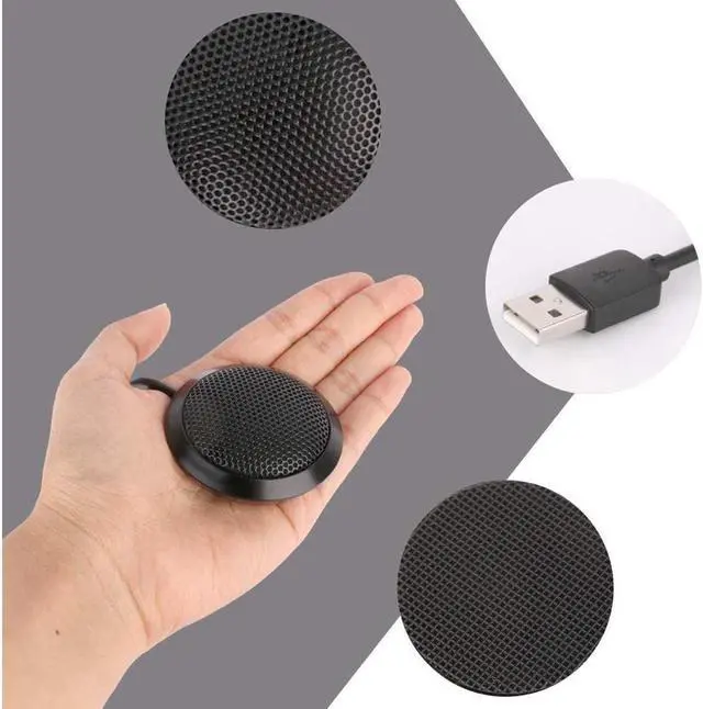 Alt view image 3 of 6 - Conference Microphone USB, Omnidirectional Condenser Boundary Microphone USB Plug Stereo Desktop Mic Surface Mounted Mic for Teleconferencing Laptop Computer Desktop - Black