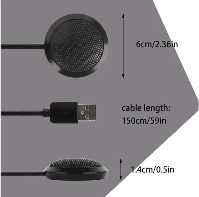 Alt view image 5 of 6 - Conference Microphone USB, Omnidirectional Condenser Boundary Microphone USB Plug Stereo Desktop Mic Surface Mounted Mic for Teleconferencing Laptop Computer Desktop - Black