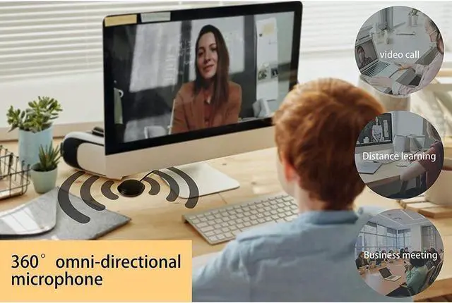 Alt view image 2 of 6 - Conference Microphone USB, Omnidirectional Condenser Boundary Microphone USB Plug Stereo Desktop Mic Surface Mounted Mic for Teleconferencing Laptop Computer Desktop - Black