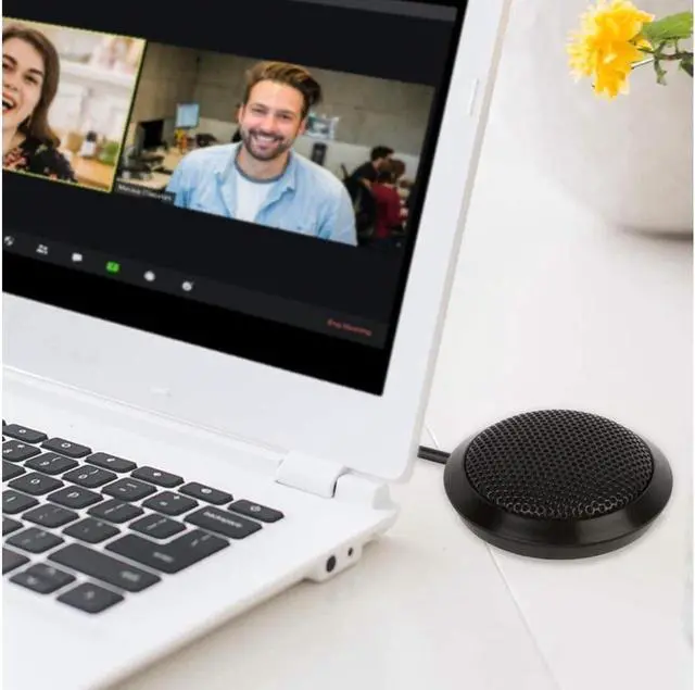 Alt view image 6 of 6 - Conference Microphone USB, Omnidirectional Condenser Boundary Microphone USB Plug Stereo Desktop Mic Surface Mounted Mic for Teleconferencing Laptop Computer Desktop - Black