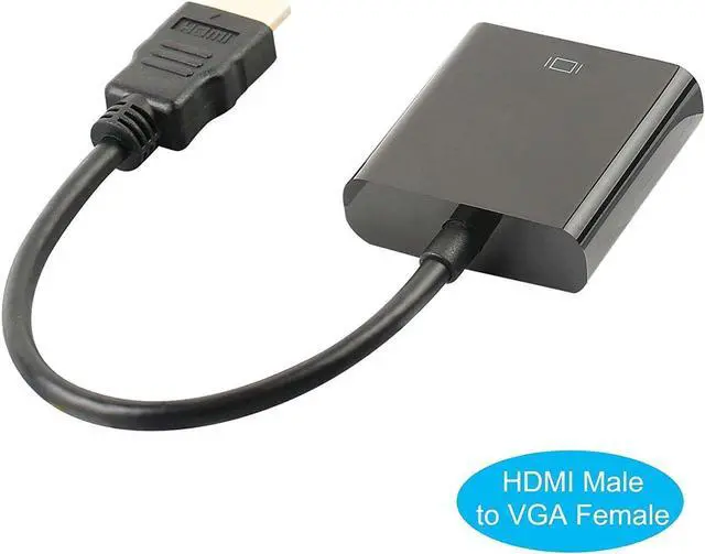 Main image of HDMI to VGA, Gold-Plated HDMI to VGA Adapter (Male to Female) for Computer, Desktop, Laptop, PC, Monitor, Projector, HDTV, Chromebook, Raspberry Pi, Roku, Xbox and More - Black