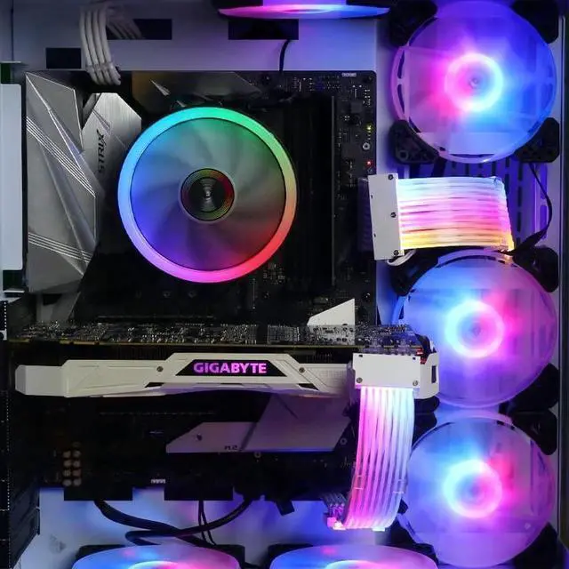 Alt view image 6 of 6 - RGB PSU Cables,ARGB Motherboard Power Supply Cable,24 Pin+2 * 8 Pin Sleeved Cable Extension Set,5V 3Pin Synchronized,Customed White PC Chassis(White Connector Strip Style)