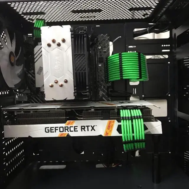 Alt view image 3 of 4 - PSU Cable Extension Kit 30CM Length with Cable Combs 1x24Pin/1x8Pin(4+4) EPS/2x8Pin(6P+2P) PCI-E/PC Sleeved Cable for ATX Power Supply(Green)