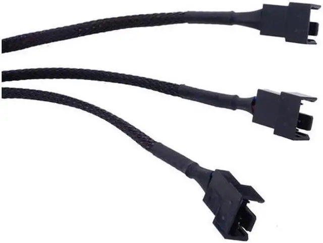 Alt view image 2 of 7 - PWM Fan Splitter Adapter Cable Sleeved Braided Y Splitter Computer PC 4 Pin Fan Extension Power Cable 1 to 3 Converter 10.6 inches (2 Pack)