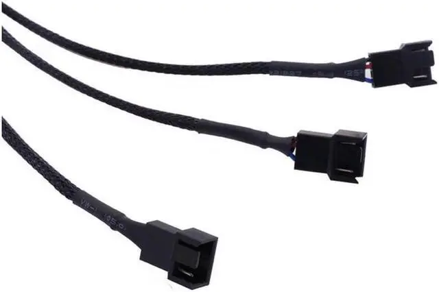 Alt view image 5 of 7 - PWM Fan Splitter Adapter Cable Sleeved Braided Y Splitter Computer PC 4 Pin Fan Extension Power Cable 1 to 3 Converter 10.6 inches (2 Pack)