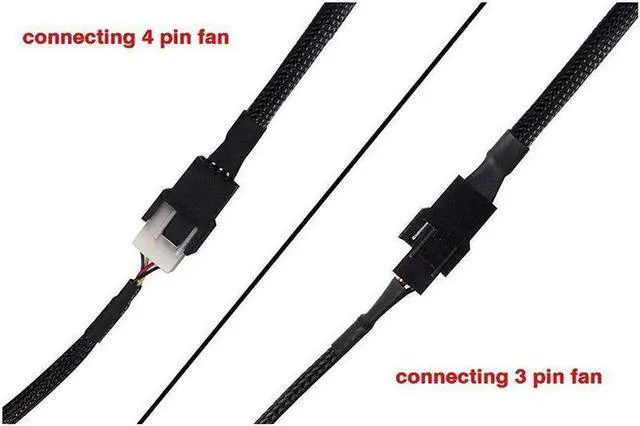 Alt view image 6 of 7 - PWM Fan Splitter Adapter Cable Sleeved Braided Y Splitter Computer PC 4 Pin Fan Extension Power Cable 1 to 3 Converter 10.6 inches (2 Pack)