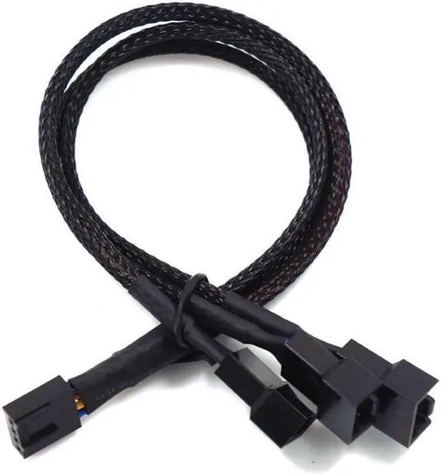 Alt view image 3 of 7 - PWM Fan Splitter Adapter Cable Sleeved Braided Y Splitter Computer PC 4 Pin Fan Extension Power Cable 1 to 3 Converter 10.6 inches (2 Pack)