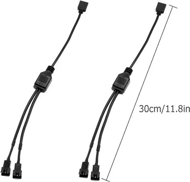 Alt view image 6 of 7 - ARGB Splitter Cable, 5V 3 Pin Addressable RGB Splitter Cable with SM 3 Pin Male Connector for Computer Chassis, 1 to Dual ARGB Cable, 11.8 Inches, 2 Pack (1 to 2 ARGB Spliter Cable (Male))