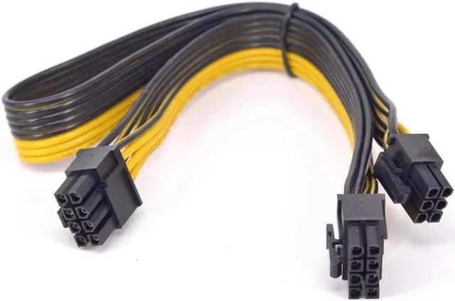 Alt view image 3 of 3 - PCI express GPU 6pin to Dual 6+2Pin 8 Pin Power supply Cable PCI express Graphics card 2 ports 8pin to 6Pin power cord 18AWG 60cm