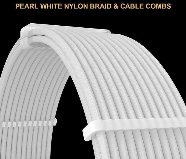 Alt view image 4 of 5 - White PSU Extension Cable Kit,Custom Sleeved Power Supply Cable Mod for PC Build 18AWG 24Pin ATX /8 (4+4) Pin EPS CPU Cable /8 (6+2) Pin PCI-E GPU PSU Cables 6PCS with Cable Comes