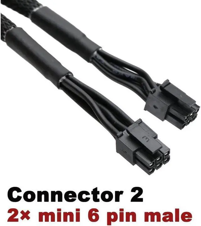 Alt view image 2 of 5 - Dual Mini 6 Pin to 8 Pin PCI Express Video Card Power Adapter Braided Sleeved Cable for Mac Pro Tower/Power Mac G5 15-inches(2Pack)