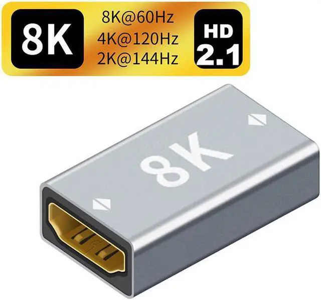 Main image of 2-Pack HDMI Adapter 8K Aluminum Alloy Female to Female, 2.1 HDMI Extender UHD Connector HDMI Port Extension Converter, Supports 8K@60Hz, 4K@120Hz, Dynamic HDR, Compatible with PS5, Xbox X,Laptop