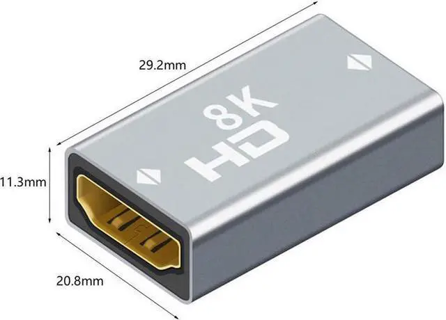 Alt view image 5 of 7 - 2-Pack HDMI Adapter 8K Aluminum Alloy Female to Female, 2.1 HDMI Extender UHD Connector HDMI Port Extension Converter, Supports 8K@60Hz, 4K@120Hz, Dynamic HDR, Compatible with PS5, Xbox X,Laptop