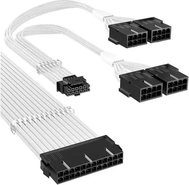 Main image of PCIE 5.0 Extension RTX 4090 4070Ti 12VHPWR Power Cable, 16Pin(12+4) Male to 4X8Pin Female PCI-e 5.0 GPU Extension Cable + 24Pin ATX Motherboard Cable for GeForce RTX 3090Ti 4070Ti 4080 4090
