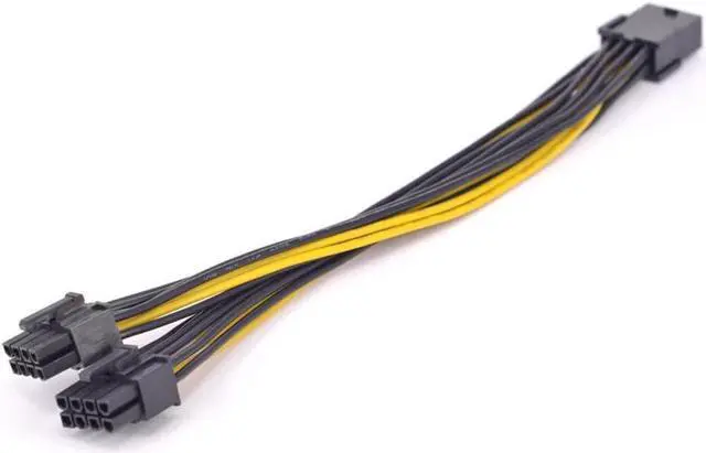 Alt view image 2 of 3 - PCIe GPU 8pin to Dual 6+2Pin Power supply Cable PCI express Graphics card 2 ports 6+2pin to 8Pin power Port Multiplier 18AWG