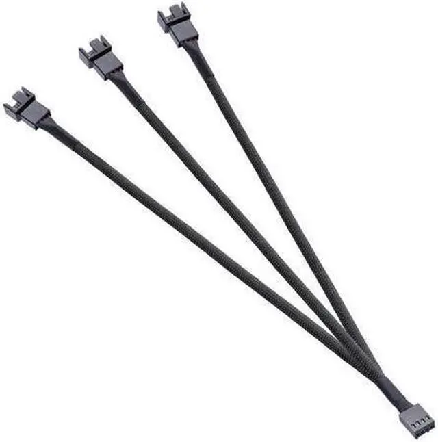 Alt view image 3 of 4 - 3 Pack PWM Fan Splitter Adapter Cable Sleeved Braided Y Splitter Computer PC 4 Pin Fan Extension Power Cable 1 to 3 Converter for Computer ATX Case 4-Pin/3-Pin Cooling Fan Cable -10.5 inch
