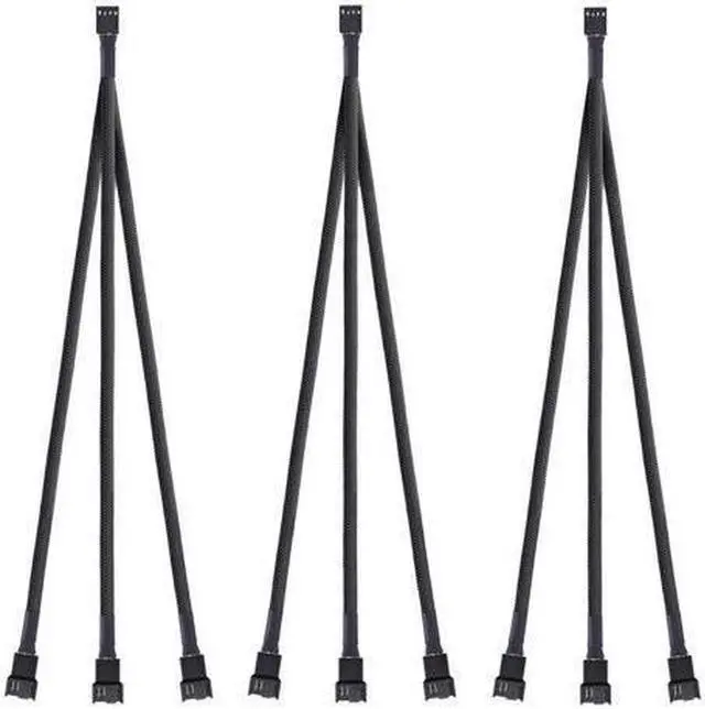 Main image of 3 Pack PWM Fan Splitter Adapter Cable Sleeved Braided Y Splitter Computer PC 4 Pin Fan Extension Power Cable 1 to 3 Converter for Computer ATX Case 4-Pin/3-Pin Cooling Fan Cable -10.5 inch
