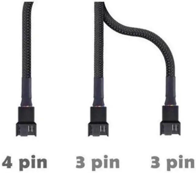 Alt view image 3 of 5 - 2 Pack 4Pin PWM Fan Splitter Cable Sleeved Braided Adapter Computer PC Fan Power Extension Cable 1 to 3 Converter for Computer ATX Case 4Pin3Pin Cooling Fan Cable 10.6 inch 1 to 3