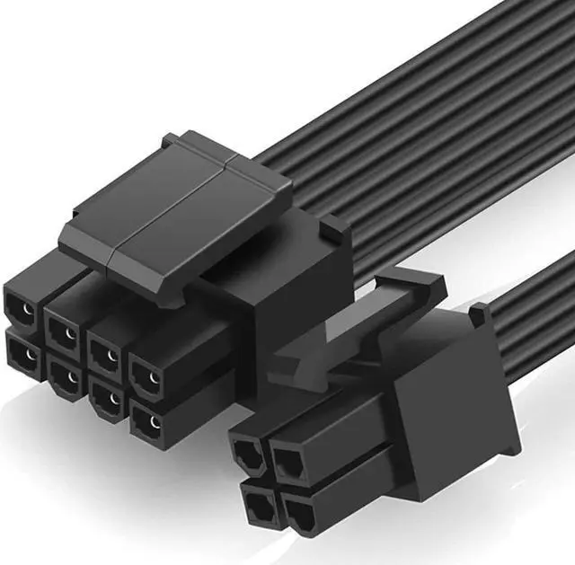 Alt view image 2 of 3 - 2 Pack EPS12V CPU 8 Pin Female to CPU ATX 8 Pin and ATX 4 Pin Male Power Supply Extension Cable EPS 12V for Motherboard 10.6 inch