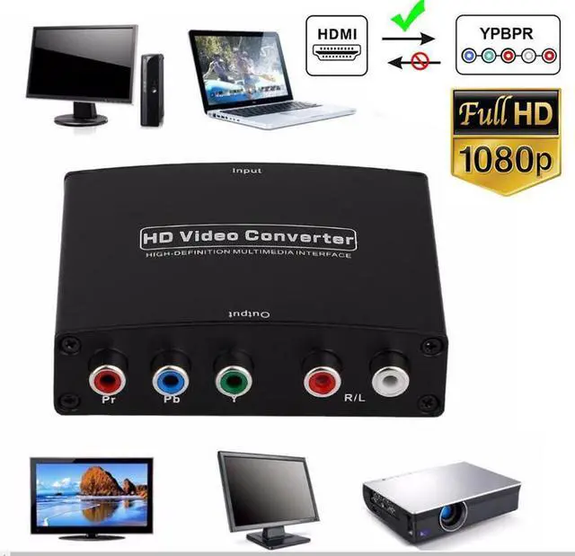 Main image of HDMI(input) to YPbPr (output) Component + R/L Converter Adapter with R/L Audio output with Power Adapter Support PS3, PS4, Blu-ray Player, DVD, XBOX, Notebook , Black