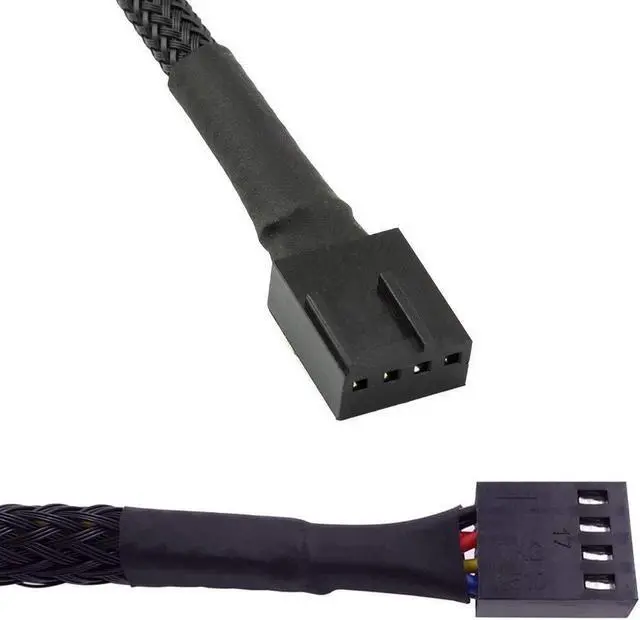 Alt view image 3 of 6 - 5 Pack- 11.8 inch PWM Fan Extension Cable PC Fan Extension Cable Compatible with ATX Case 3 Pin & 4 Pin Cooling Fans Durable Black Nylon Braided Case Fan Extension Cable