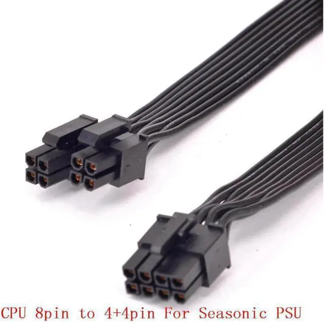 Alt view image 3 of 3 - CPU 8pin to 4+4pin Power Supply Cable ATX 12V P4 to P8 for Seasonic KM3 Series X-750 X-850 SS-1050XP3 SS-1200XP3 M12II Evo Series 520 620 650 750 850 Snow Silent 750 1050 FOCUS PLUS Gold SSR-850FX