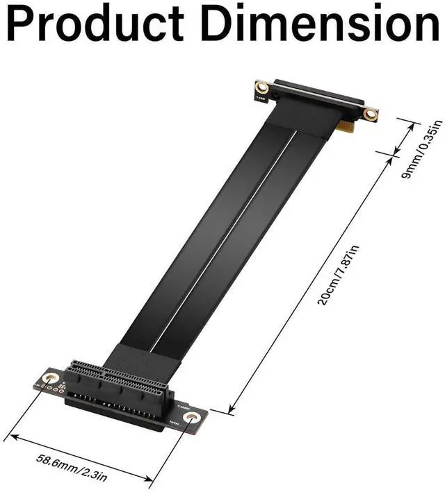 Alt view image 5 of 7 - PCIe 3.0 X4 Extension Cable 90 Degree PCI-E 4X Male to Female Riser Cable 20CM (90 Degree)