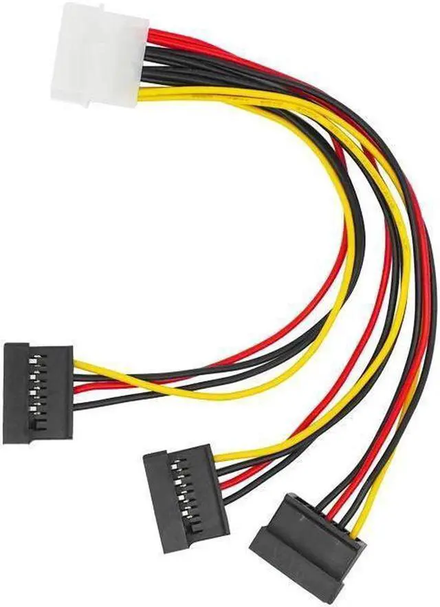 Alt view image 4 of 5 - SATA Adapter Cable IDE 4Pin Male To 3 Port SATA Female Splitter Hard Drive Power Supply Cable SATA Cable 22cm