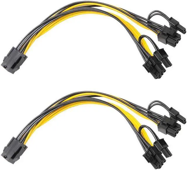 Main image of 2Pack PCI-E 8-Pin Male to Dual 8-Pin (6+2) Male PCI Express Power Adapter Cable for Power Supply Cable Graphics Video Card 8Pin Splitter