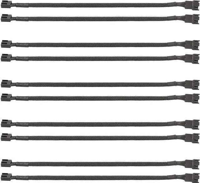 Alt view image 2 of 2 - PWM Fan Extension Cable - 10.5 inch PC Fan Extension Cable, Durable, Black Braided Nylon Case Fan Extension Cable (10 Pack)