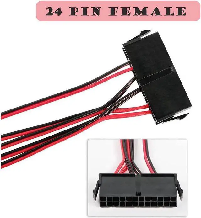 Alt view image 5 of 6 - ATX Power 24 Pin to 4 DC5521 and Power Switch Cable, 24P Female to 12V DC 5.5mm x 2.1mm Male Adapter with ON/Off, Inserted into PC Power Supply 24P Male, Leading to DC Power Supply (0.5m)