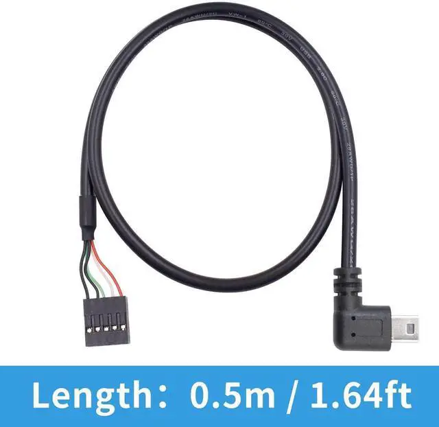 Alt view image 4 of 6 - Mini USB to Motherboard Cable, Right Angled Mini USB Male to 9 Pin Motherboard Female Adapter Dupont Extended Cable1.5FT/50CM