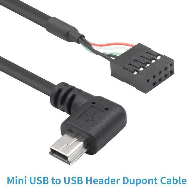 Alt view image 5 of 6 - Mini USB to Motherboard Cable, Right Angled Mini USB Male to 9 Pin Motherboard Female Adapter Dupont Extended Cable1.5FT/50CM