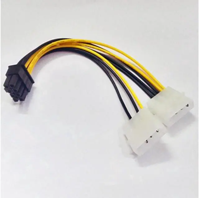 Alt view image 3 of 6 - 6 inch 2 x Molex 4 pin to 8-Pin PCI Express Video Card Pci-e ATX PSU Power Converter Cable - Molex to Pcie 8 pin Adapter