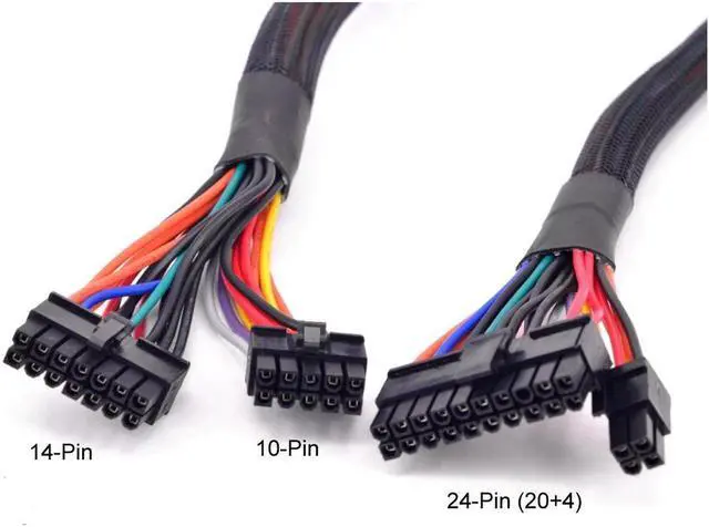 Alt view image 2 of 4 - (25-Inch) 24(20+4) Pin ATX to 14-Pin + 10-Pin Power Supply Cable 18AWG for C-orsair HXi Series