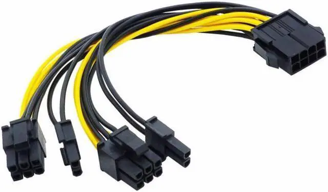 Main image of CPU 8pin to 2-port PCIE 8pin Dual PCI-Express 6+2pin Y Splitter Miner GPU Graphics Card Power Supply Cable Cord 18AWG 20CM (6Pin to Dual 8Pin)