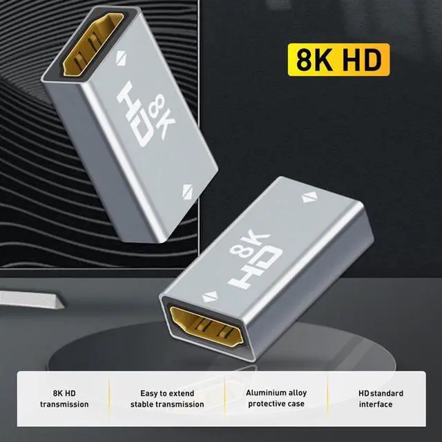 Main image of 2-Pack HDMI-compatible Extender 8K HD 2.1 Aluminum Alloy Female to Female Connector Cable Extension Adapter Coupler for PS5/4 TV Switch