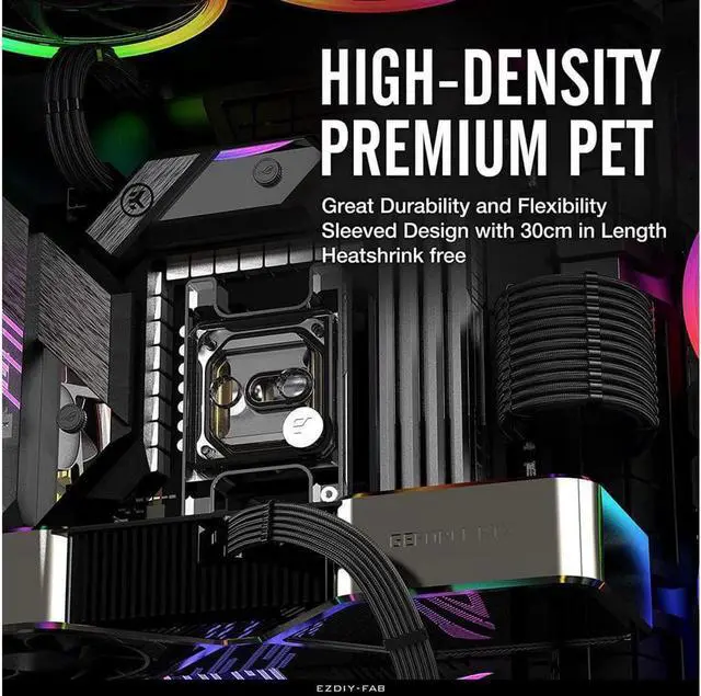 Alt view image 2 of 7 - PSU Cable Extension Kit,16AWG and 18AWG Sleeved Cable Custom Mod for Nvidia 30' Series FE GPU Build, PC Power Supply PET Braided Extension Cable Kit with Comb- 300MM -Black