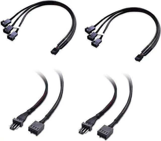 Main image of 2-Pack 3 Way 4 Pin PWM Fan Splitter Cable - 12 Inches & PWM 4 Pin Fan Extension Cable